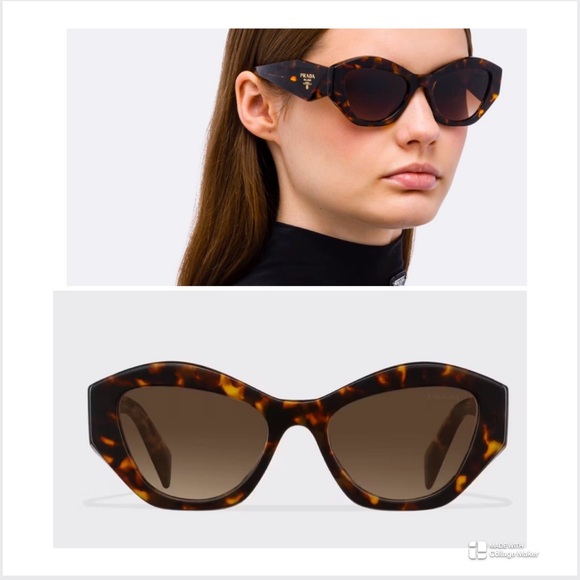Prada Gradient Sienna Symbole Tortoise SPR07Y Acetate Italian Cat Eye Sunglasses - Picture 1 of 9